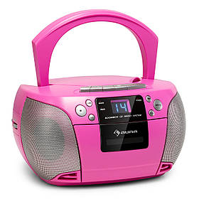 CD-плеєр Harper CD Boombox Bluetooth Cassette FM AUX USB Рожевий (Німеччина, читати опис)