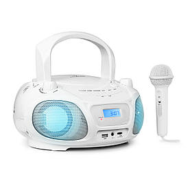 Roadie Sing CD Boombox FM Radio Light Show CD Player Microphone White (Германия, читать описание)
