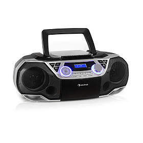 CD-плеєр Roadie 2K Boombox Касетне радіо DAB/DAB+ FM Bluetooth Срібло Срібло (Німеччина, читати опис)