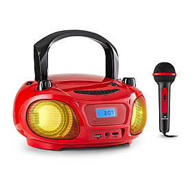 Roadie Sing CD Boombox FM Radio Light Show CD-плеєр Мікрофон Червоний (Німеччина, читати опис)