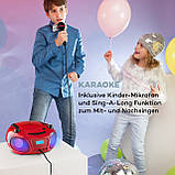 Roadie Sing CD Boombox FM Radio Light Show CD-плеєр Мікрофон Червоний (Німеччина, читати опис), фото 3