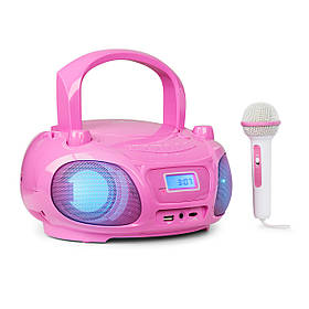 Roadie Sing CD Boombox FM Radio Light Show CD-плеєр Мікрофон Рожевий (Німеччина, читати опис)