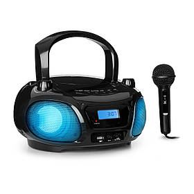 Roadie Sing CD Boombox FM Radio Light Show CD-плеєр Мікрофон Чорний (Німеччина, читати опис)