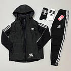 Чоловічий костюм Adidas 3в1 Кофта на змійці + Штани + Жилетка + Шкарпетки червоний з чорним Адідас весняний, фото 8