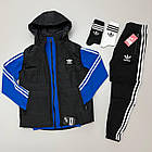 Чоловічий костюм Adidas 3в1 Кофта на змійці + Штани + Жилетка + Шкарпетки червоний з чорним Адідас весняний, фото 6