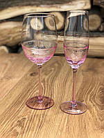 Келих для шампанського "Rose" 250 мл прозорий із рожевим склом