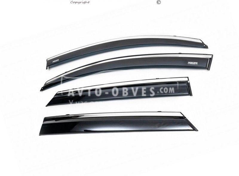 Дефлектори вікон Renault Duster 2010-2017 - тип: вітровики, з хром молдингом, фото 1