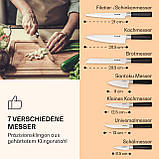 Кітано 8 шт. Набір ножів із блоком 7 ножів сталь благородний дерев'яний блок дуб (Німеччина, читати опис), фото 4