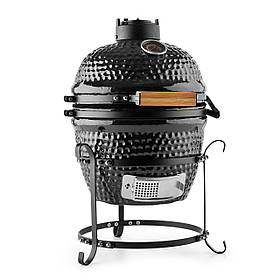 Гриль Princesize Kamado Керамічний гриль Гриль із неіржавкої сталі Коптильня Барбекю Чорний Чорний