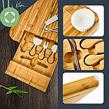 Дошка для сиру XXL з висувною шухлядою для столового приладдя 34 x 4,5 x 34 см (ШxВxГ) прості в догляді столові, фото 3