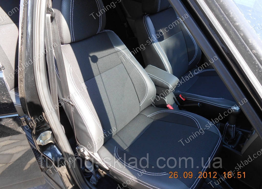 Чохли на сидіння Лада Пріора (чохли з екошкіри Lada Priora стиль Premium), фото 1