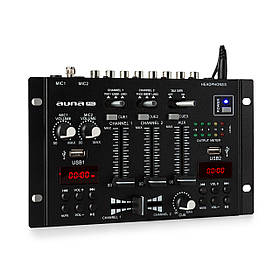 DJ-22BT MKII Mixer 3/2 Channel DJ Mixer BT 2xUSB Crossfader Talkover Cue Rack Mount Black Black (Германия,