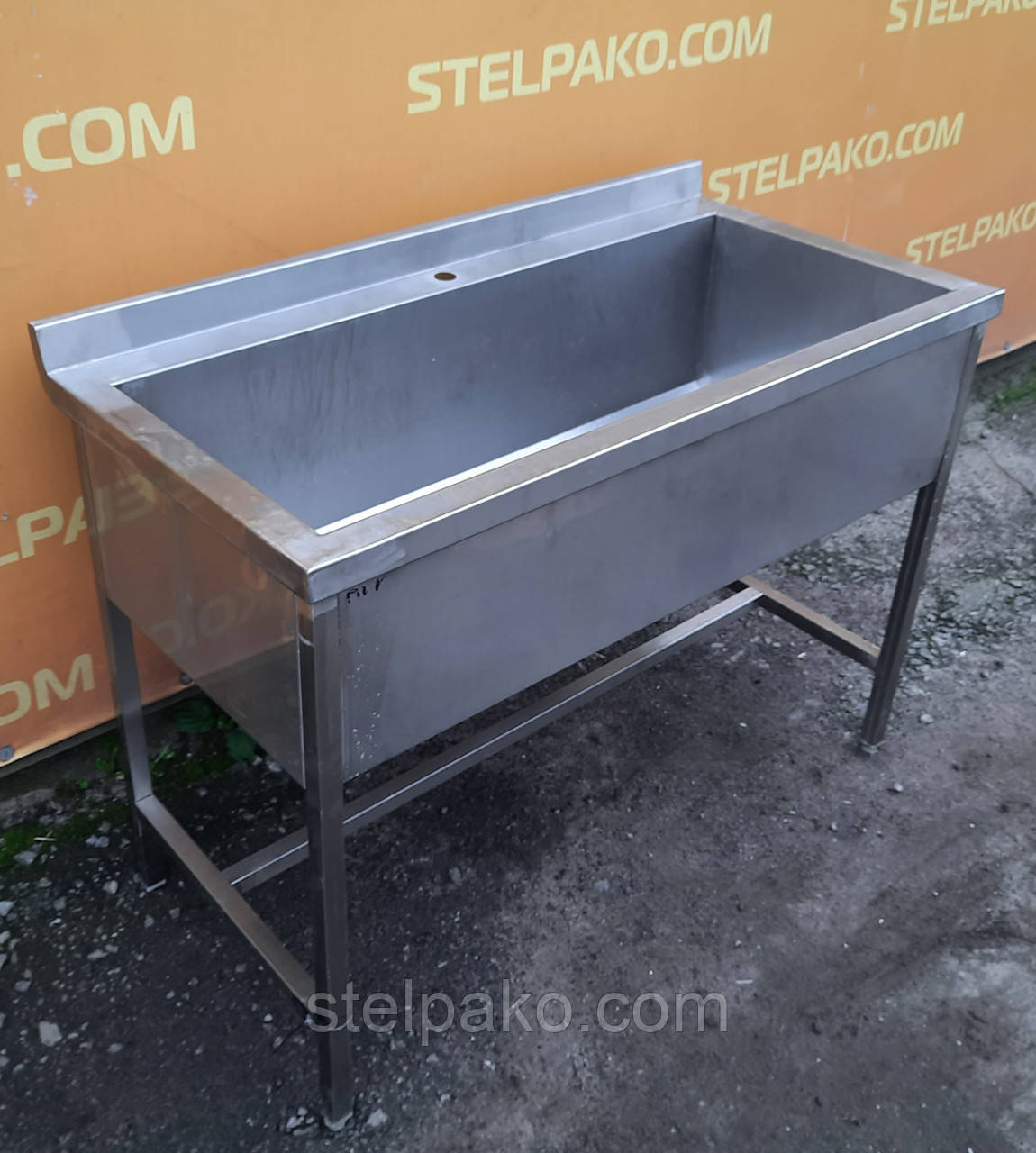 Мойка односекционная полностью из нержавеющей стали, 120х60х85 см., Б/у ...