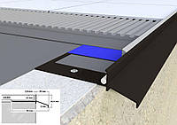 Алюминиевый профиль капельник отлив для открытого балкона и террасы устанавливается под плитку длина 2 м.п цвет коричневый