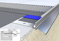 Алюминиевый профиль капельник отлив для открытого балкона и террасы устанавливается под плитку длина 2 м.п цвет серебро-сатин