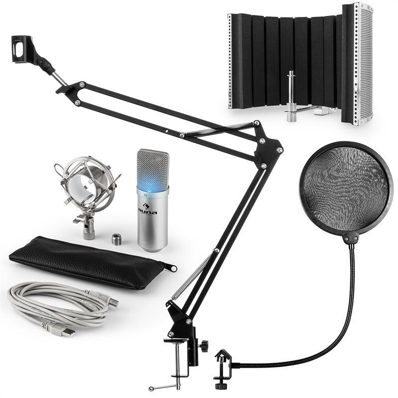 MIC-900S-LED Набір USB-мікрофонів Конденсаторний мікрофон V5 із захистом від зламу, сріблястий (Німеччина,