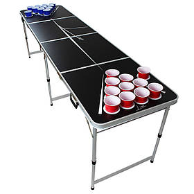 Backspin Beer Pong Table Set Lines Ручки для перенесення Тримач м'яча 6 м'ячів Ігровий стіл і чашка (червоний/
