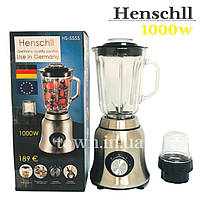 Блендер стаціонарний Henschll HS-5555 1000 Вт 2 в 1 зі скляною чашею та кавомолкою побутовий настільний