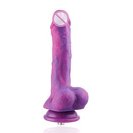 Фаллоімітатор для секс-машини Hismith 8.2" Purple Silicone Dieldo with Vibe