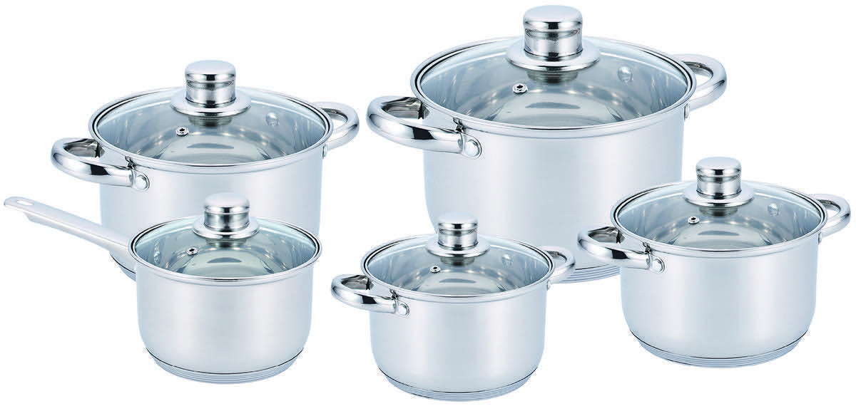 РОЗПРОДАЖ Набір посуду з неіржавкої сталі 10 предметів BN-207, фото 1