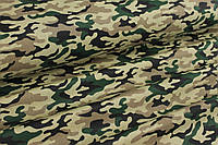 Ткань бязь камуфляж черного, бежевого и зеленого цвета № 2090