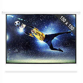 Проєктор 150x150 см екран ролети домашній кінотеатр HDTV 203 см 1:1 (Німеччина, читати опис)