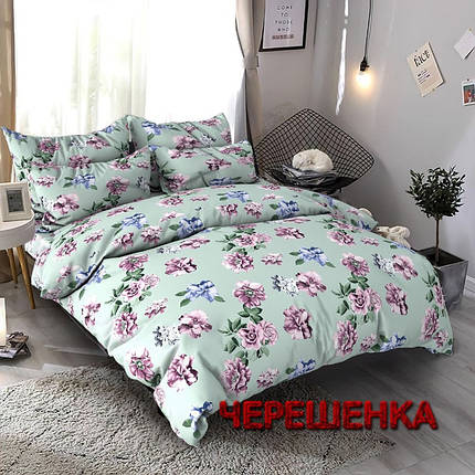 Тканина для постільної білизни Бязь "Gold" Lux GL7924 (50м) квітковий принт на м'ятному, фото 1
