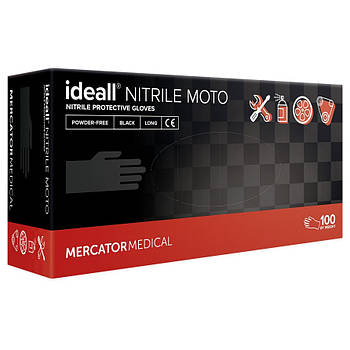 Нітрилові рукавички Mercator Ideall Nitrile Moto розмір L чорні (50 пар)