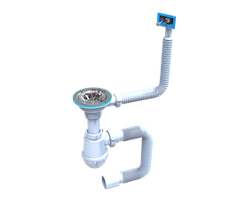 Сифон «Лотос-Мийка BIG» (нержавіючий випуск 3½") для мийок з переливом та гнучкою трубою 40х50 (M-02)