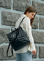 Красивыая женская сумка-рюкзак повседневный из искусственной кожи черный для прогулок
