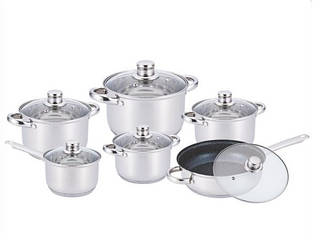 РОЗПРОДАЖ Набір посуду з неіржавкої сталі 12 предметів BN-208