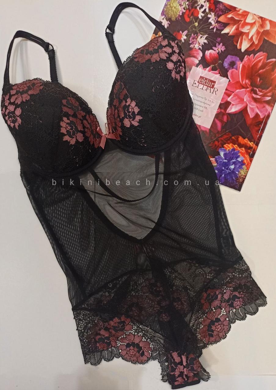 Кружевное Женское Красивое Сексуальное (чёрное с Цветами) Боди MARTA 32 ...