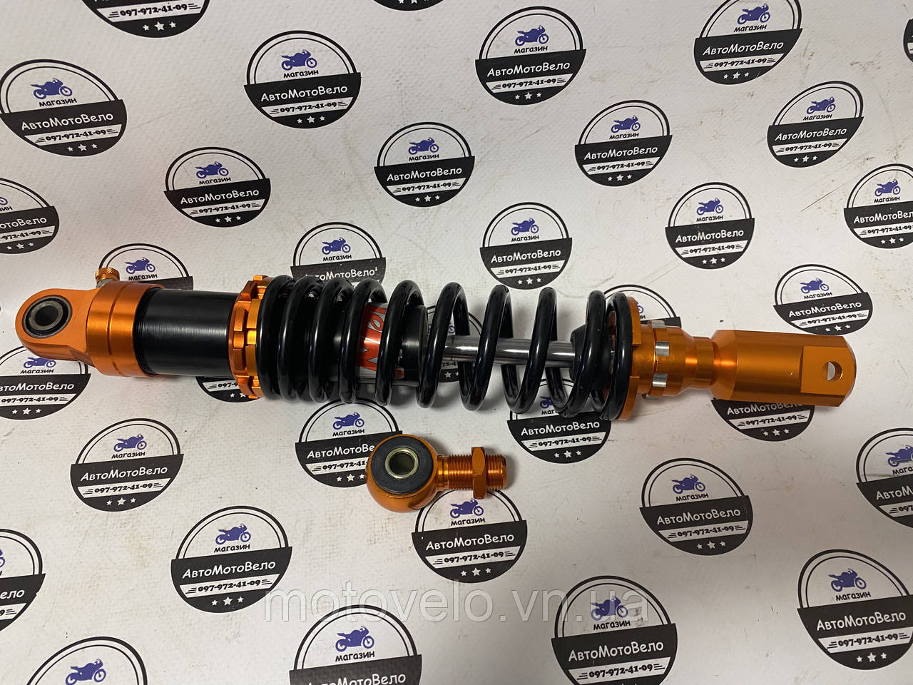 Амортизатор 350mm, тюнінговий 4T GY6 (оранжево-чорний) NDT