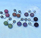 Сережки-шарики Марлін з розсипом фіолетових фіанітів з покриттям родія, фото 3