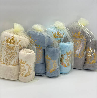 Комплект рушники лазня+лицо однотонні P13