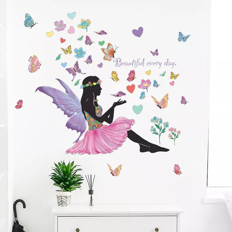 Вінілові наклейки на стіну Квіткова фея Butterfly (лист 60 х 90 см) Б168-5