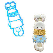 Вирубка для пряників Кролик в шарфікі 11*4,4 см (3D)