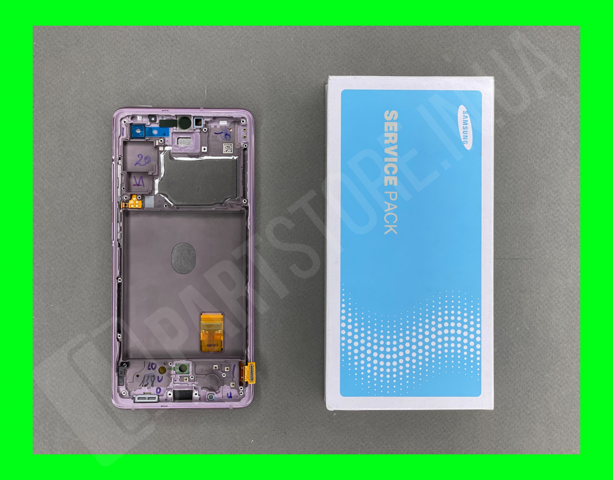 Дисплей Samsung G780 Lavender S20 FE (GH82-24220C) сервисный оригинал в сборе с рамкой (переклеенное стекло) - фото 1 - id-p1662369664
