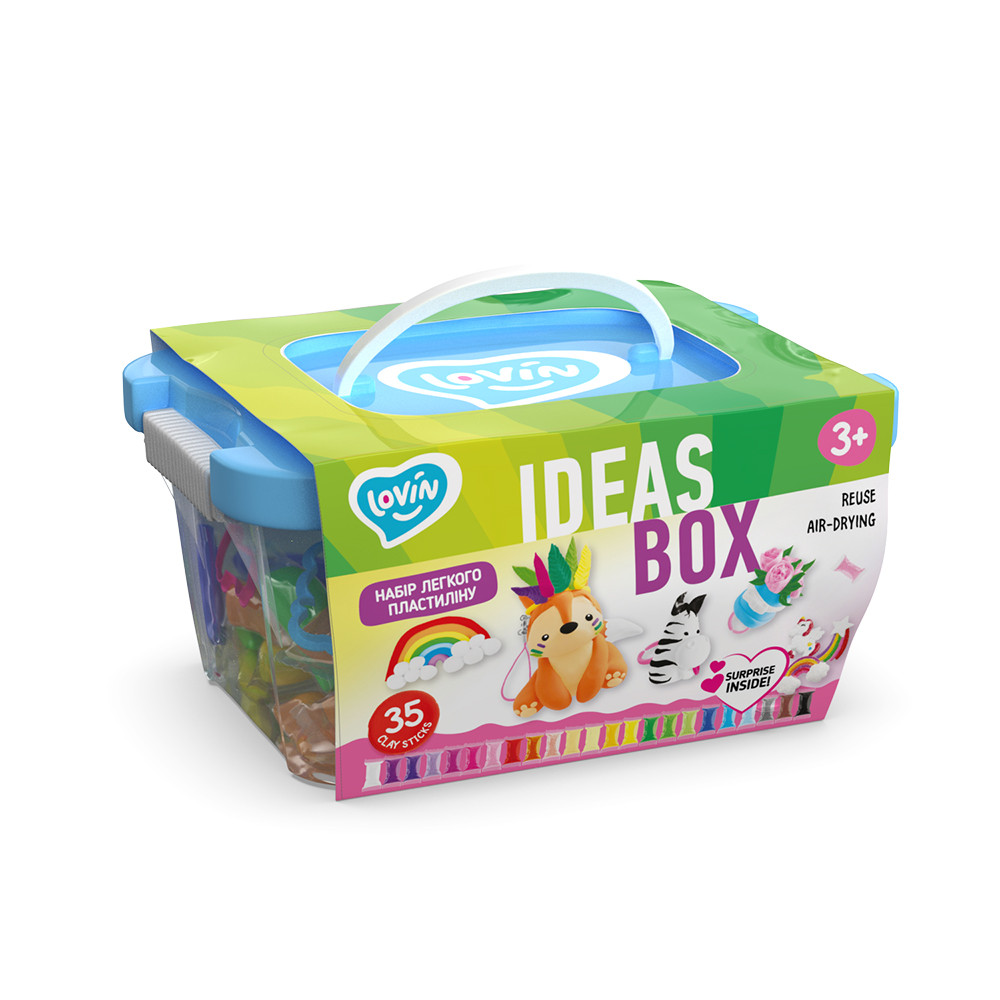 Набір легкого стрибучого пластиліну Ideas box ТМ Lovin 70108 повітряний коробка ідей магніт брелок інструмент декор Ловін