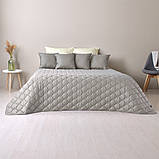 Покривало стьобане двостороннє Стиль Cube ТМ IDEIA 180x210 см сірий/квіти, фото 6