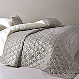 Покривало стьобане двостороннє Стиль Cube ТМ IDEIA 180x210 см сірий/квіти, фото 4