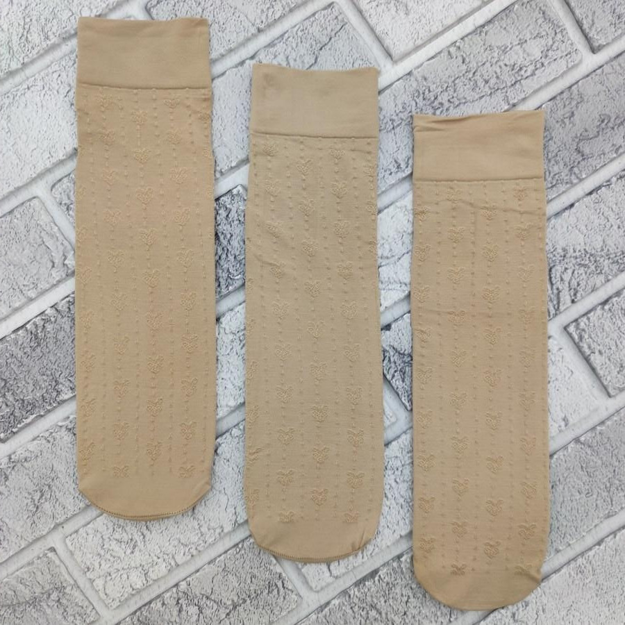 Шкарпетки жіночі капронові A.M.Y fashion classic 100Den бежеві квіточка НК-27103, фото 1