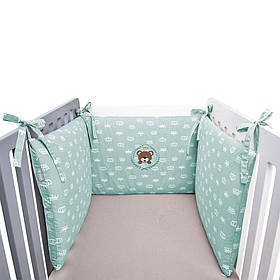 Бортик захисний в дитяче ліжечко 198х42 см PAPAELLA см м'ята антиалергенний бавовна