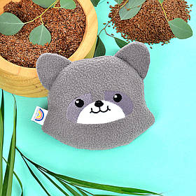 Подушка грілка іграшка для дітей PAPAELLA від коліків та газиків з насінням льону 18х18 см єнот зі льном льон