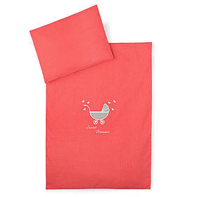 Постільна білизна для візочка PAPAELLA, наволочка 30х40 см, підковдра 60х80 см, червона бавовна