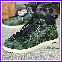 Кроссовки мужские зимние Native Fitzsimmons green camo / ботинки Нейтив зеленые камо термо