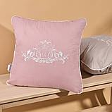 Подушка декоративна 45х45 см ROYAL IDEIA з вишивкою пудра антиалергенна з кантом, фото 2