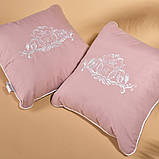 Подушка декоративна 45х45 см ROYAL IDEIA з вишивкою пудра антиалергенна з кантом, фото 6