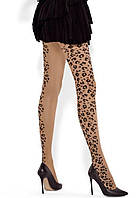 Колготы женские с леопардовым принтом 20 Ден Mona Wild Колготки черные капроновые с узором и рисунком