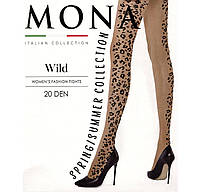 Колготи жіночі з леопардовим принтом 20 Ден Mona Wild Колготки чорні капронові з візерунком і малюнком, фото 2